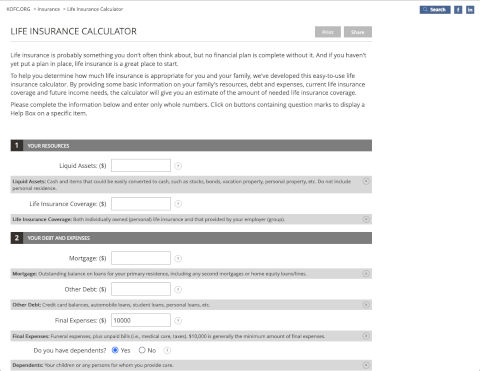 Knights of Columbus insurance calculator